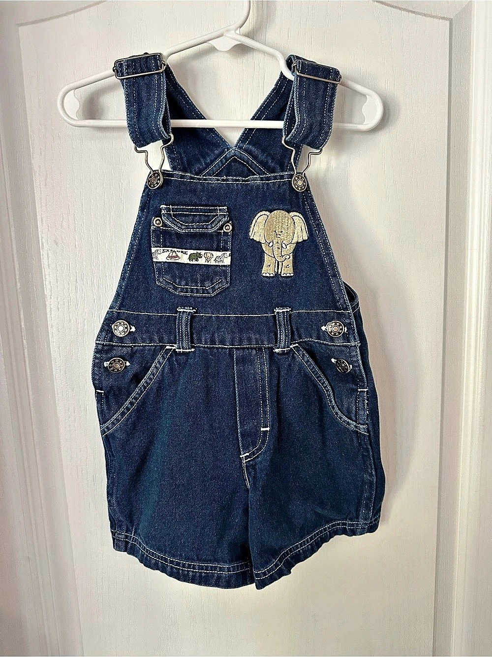 Vintage Y2k Sesame Street Safari denim overalls/shortalls